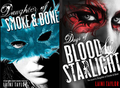 daughter of smoke and bone and Days of Blood and Starlight What's on my bookshelf